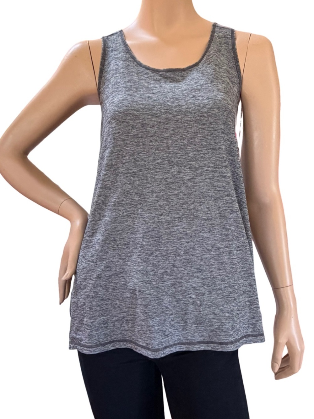 HEAD Racerback Active Tank Top Large Heather Gray High Low Workout Athletic